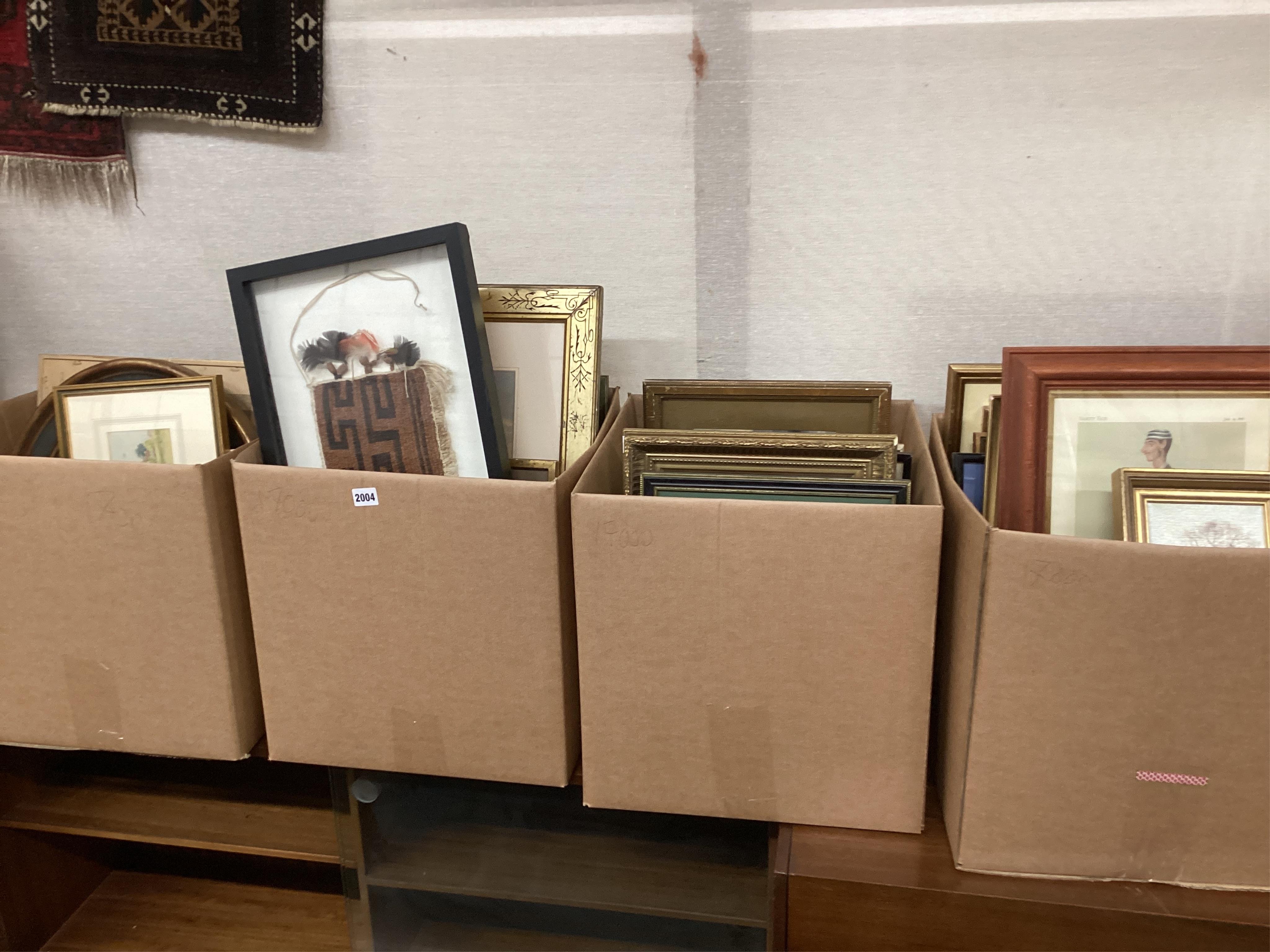 A collection of Victorian and later oils, watercolours, prints and textiles